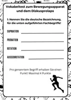 Vorschau - Arbeitsblätter - Vokabeltest Bewegungsapparat und Diskusprolaps - Seite 1