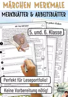 Vorschau - Arbeitsblätter - MÄRCHEN Merkmale 5. und 6.Klasse / Märchen Analyse: Unterrichtsmaterial - Deckblatt