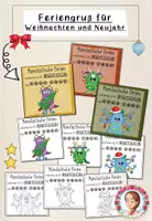 Vorschau - Bildkarten - Weihnachtsgruß Monster | Feriengruß Weihnachten - Deckblatt
