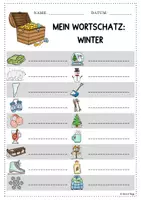 Vorschau - Arbeitsblätter - Winter Wörterliste inkl. Plural DaZ DaF Grundstufe - Seite 3