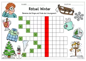 Vorschau - Arbeitsblätter - Winter Kreuzworträtsel DaZ DaF A1 A2 - Seite 2
