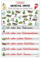Vorschau - Arbeitsblätter - Winter Plural / Mehrzahl DaZ DaF A1 A2 - Seite 3