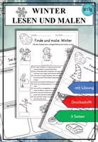 Vorschau - Arbeitsblätter - Winter Lesen und Malen DaZ DaF A1 A2 - Deckblatt