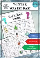 Vorschau - Arbeitsblätter - Winter Wortschatz Übung: Was ist das? DaZ DaF A1 A2 - Deckblatt