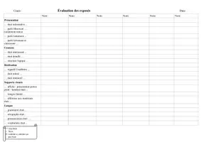 Vorschau - Arbeitsblätter - Evaluation des exposés / Feedback présentation / Bewertungsraster - Seite 1
