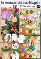 Vorschau - Mal- und Bastelvorlagen - Weihnachtskugeln - Bastelvorlage - Weihnachtsbaum / Tannebaum Weihnachtsgrüße - Deckblatt