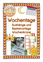 Vorschau - Mal- und Bastelvorlagen - Wochentage Aushänge Bastelvorlage Wochenkrone - Deckblatt