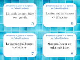 Aperçu - Préparation de séance / Séance complète - L'accord des adjectifs - 40 cartes à tâches / French Adjectives Agreement - Page 2