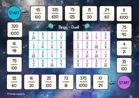 Vorschau - Spiele - Bingo-Duell Brüche kürzen (3 Niveaus) im Weltall-Design - Seite 3