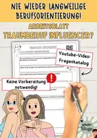Vorschau - Arbeitsblätter - Berufsorientierung: Traumberuf Influencer? Vorteile und Nachteile diskutieren - Deckblatt
