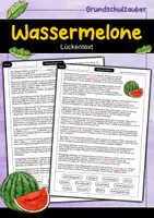 Vorschau - Arbeitsblätter - Wassermelone Lückentext - Deckblatt