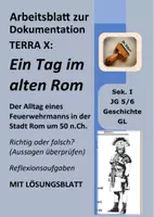 Vorschau - Arbeitsblätter - Arbeitsblatt zur Doku: Ein Tag im alten Rom+LÖSUNGEN (Terra X, Antike, Römisches Reich) - Deckblatt