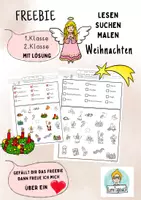 Vorschau - Mal- und Bastelvorlagen - Kostenloses Arbeitsblatt Lesen, Suchen, Malen Weihnachten 1.Klasse, 2.Klasse, DaZ, - Deckblatt