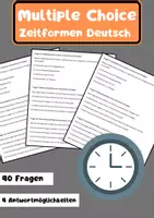 Vorschau - Arbeitsblätter - 40 Multiple-Choice-Fragen Zeitformen Deutsch - Deckblatt