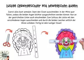 Vorschau - Mal- und Bastelvorlagen - Fasching/Karneval Basteln-Kunstprojekt: Clowngesichter mit beweglichen Augen! #Silvesterknaller23 - Seite 2