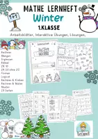 Vorschau - Unterrichtsreihen - Übungsheft Mathe 1.Klasse Winter, Arbeitsblätter, Zr 10, 20 Rechnen lernen - Deckblatt