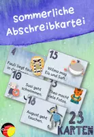 Vorschau - Stationenlernen - Sommerliche Abschreibkartei mit Tieren - Deckblatt