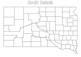 Vorschau - Arbeitsblätter - South Dakota Staat Stumme, leere Karte umriss - Deckblatt