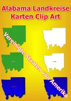 Vorschau - selbst erstellte Cliparts/Grafiken - Karten der Landkreise von Alabama ClipArt Karte Farbe, Schwarz-Weiß Kommerzielle Nutzung - Deckblatt