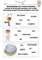Vorschau - Bildkarten - Schüttelsätze zum Thema Fasching - Deckblatt