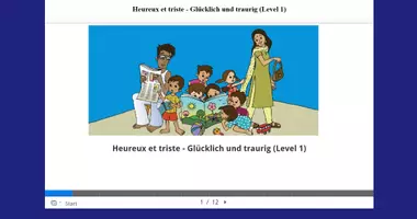 Vorschau - Stationenlernen - Glücklich & Traurig,Kamishibai,Französisch-DE,Interaktiv AB,H5P - Deckblatt