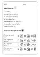 Vorschau - Arbeitsblätter - Lesen, Textverständnis, Differenzierung, Mona und Liam feiern Ostern - Seite 1