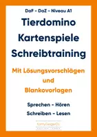 Vorschau - Stundenentwürfe - Tierdomino-uebungen-fuer-zwischendurch-und-wiederholen-mit-Kartenspielen-Schreibtraining-Blankovorlagen-Loesungen-DaF-DaZ-A1 - Deckblatt