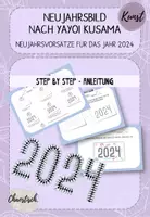 Vorschau - Stationenlernen - Neujahrsbild nach Yayoi Kusama - Vorsätze für das Jahr 2024 - Deckblatt