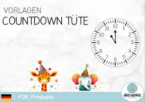Vorschau - Mal- und Bastelvorlagen - Countdown Uhr Silvestertüte Neujahr Basteln Tüte - Deckblatt