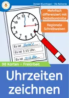 Vorschau - Fördermaterial/Inklusion - Uhr - Uhrzeiten - Zeiger zeichnen - Karten für Freiarbeit - Deckblatt