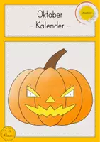 Vorschau - Mal- und Bastelvorlagen - Kalender Oktober Bastelidee Kürbis - Deckblatt