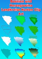 Vorschau - Bildkarten - Karten von Bosnien und Herzegowina ClipArt Farbe und schwarz-weiß Karte Kommerzielle Nutzung - Deckblatt