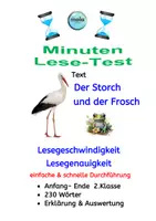 Vorschau - Unterrichtsreihen - Minuten-Lesetest - Der Storch und der Frosch (230 Wörter) - Deckblatt