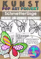 Vorschau - Mal- und Bastelvorlagen - Kunstprojekt Pop Art Schmetterlinge - Deckblatt