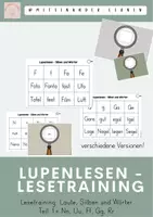 Vorschau - Arbeitsblätter - Lupenlesen - Laute, Silben und Wörter Teil 2: N, U, F, G, R - Deckblatt