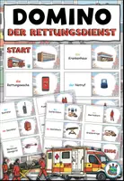 Vorschau - Spiele - Domino "Der Retunngsdiest" Achtung, Notfall! - mit Arbeitsblatt - DaZ / DaF / Deutsch - Deckblatt