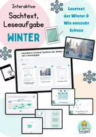 Vorschau - Unterrichtsreihen - Interaktiv Lesetext Sachtext Jahreszeit Winter, wie entsteht Schnee, Lesen - Deckblatt