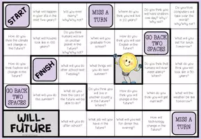 Vorschau - Arbeitsblätter - Will-Future üben – Speaking & Conversation | Brettspiel / Board Game Englisch 6.–7. Klasse - Seite 1