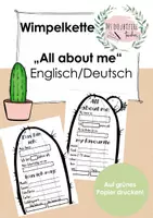 Vorschau - Poster - Wimpelkette "Kaktus": All about me (Back to school activity/Englisch) - Deckblatt