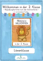 Vorschau - Anderer Materialtyp - Löwe - Willkommen in der 2. Klasse - Begrüßungskärtchen nach den Sommerferien - Deckblatt