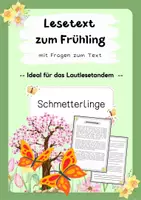 Vorschau - Arbeitsblätter - Lesetext (Lesetandem) "Schmetterlinge" - mit Fragen zum Text - Deckblatt