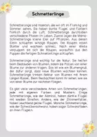 Vorschau - Arbeitsblätter - Lesetext (Lesetandem) "Schmetterlinge" - mit Fragen zum Text - Seite 1