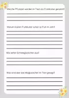 Vorschau - Arbeitsblätter - Lesetext (Lesetandem) "Frühblüher" - mit Fragen zum Text - Seite 2