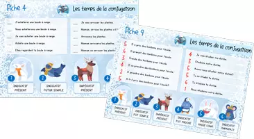 Aperçu - Fiches - Temps de la conjugaison hiver - Page de couverture
