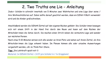 Vorschau - Arbeitsblätter - Two Truths One Lie - Einstieg für den Englischunterricht - Seite 1