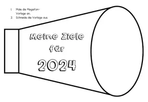 Vorschau - Mal- und Bastelvorlagen - Neujahr - Meine Ziele für 2024 - Megafon - Seite 2