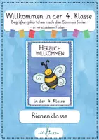 Vorschau - Anderer Materialtyp - Biene - Willkommen in der 4. Klasse - Begrüßungskärtchen nach den Sommerferien - Deckblatt