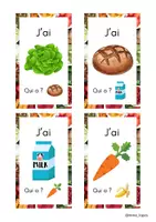 Vorschau - Stationenlernen - Jeu ludique de vocabulaire "J’ai Qui a" (Aliments) - Seite 1