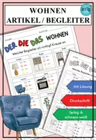 Vorschau - Arbeitsblätter - Wortschatzübung Artikel Begleiter zum Thema Wohnen DaZ DaF A1 - Deckblatt