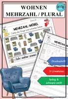 Vorschau - Arbeitsblätter - Wortschatz Möbel Plural / Mehrzahl DaZ DaF A1 A2 - Deckblatt